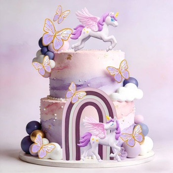 Jednorožčia torta, dekorácia s jednorožcom, torta, dúhová dekorácia