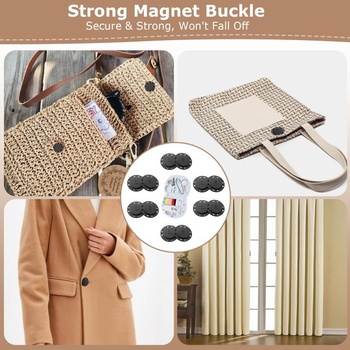 6 párov magnetických gombíkov, patentné gombíky, magnetické gombíky na šitie, mini šijacia sada, čierna