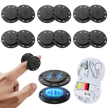 6 párov magnetických gombíkov, patentné gombíky, magnetické gombíky na šitie, mini šijacia sada, čierna