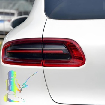Samolepky pro rybářské nadšence, voděodolné, reflexní, PVC samolepky na auto s duhovým efektem pro