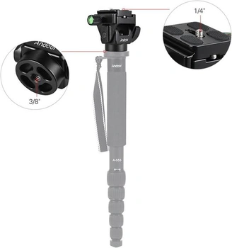 Naklápěcí hlava Andoer pro monopod, stativová hlava s rychloupínací destičkou