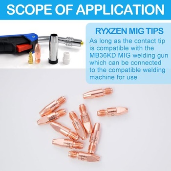 10 kusů 1,0 mm měděných kontaktních svařovacích trysek, proudová tryska MIG MB36KD MIG MB36KD 1,0