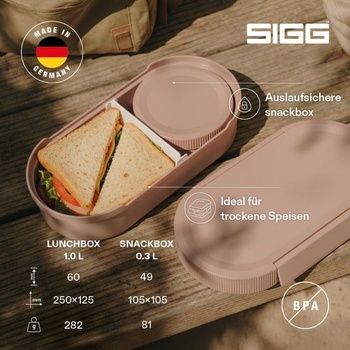 Sigg - LUMO Lunchbox L - Vyrobené v Nemecku - Deliaca prepážka a nepriepustná krabička na desiatu -