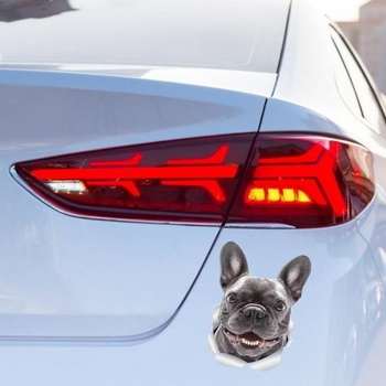 Samolepka na auto s motívom francúzskeho buldočka, reflexná, vodeodolná, 3D PVC samolepka s