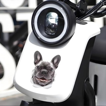 Samolepka na auto s motívom francúzskeho buldočka, reflexná, vodeodolná, 3D PVC samolepka s
