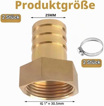 2 kusy mosadzných hadicových hubíc IG 1 palca, hadicová koncovka IG 1