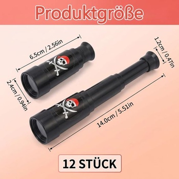 12 pirátskych ďalekohľadov pre deti, výsuvný ďalekohľad