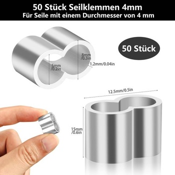 50 kusov lanových svoriek 4 mm, krimpovacích objímok, lisovacích svoriek, dvojitých objímok