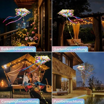Solárne reťazové svetlá Geemoo Vonkajšie, 5M 174LED motýlí drak solárne reťazové svetlá, 8 režimov,