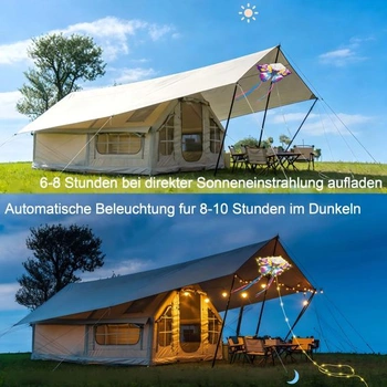 Solárne reťazové svetlá Geemoo Vonkajšie, 5M 174LED motýlí drak solárne reťazové svetlá, 8 režimov,