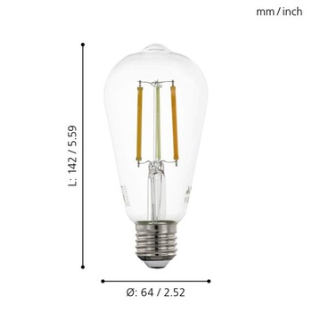 EGLO connect LED E27 žiarovka, vintage žiarovka pre múdru domácnosť, číra