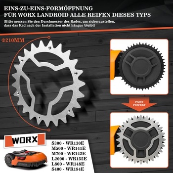 Hroty pre robotické kosačky Worx Landroid model S/M, hrúbka 2 mm, vylepšená trakcia, zapustené