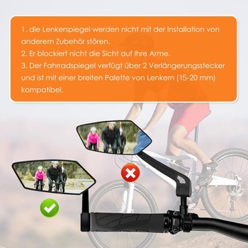 Zrkadlo na bicykel, HD spätné zrkadlo, zrkadlo na ľavé riadidlá, veľké spätné zrkadlo na bicykel z pravého