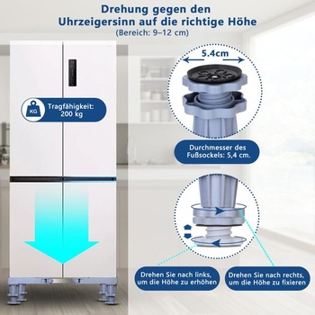 Podstavec pre práčky, chladničky a automatické práčky. Nastaviteľná veľkosť s protišmykovou funkciou