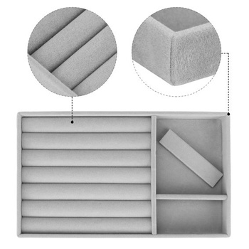 QWORK® 10-dielny stohovateľný zamatový organizér na šperky - 21x12x2,5 cm - zásuvková vložka na