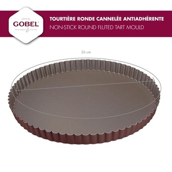 Gobel 226332 Tortová misa, okrúhla, škoricová s pevným dnom, nepriľnavým povrchom, čierna, Ø26 cm