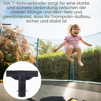 6dielne T-spojky lasuroa pre kryty tyčí trampolíny, čierne plastové T-spojky ako príslušenstvo pre