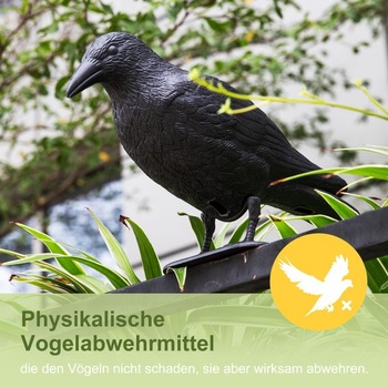 OFFO Plašič ptáků Black Raven - plastový odpuzovač holubů na balkon, zahradu, terasu, návnada na