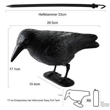 OFFO Plašič ptáků Black Raven - plastový odpuzovač holubů na balkon, zahradu, terasu, návnada na