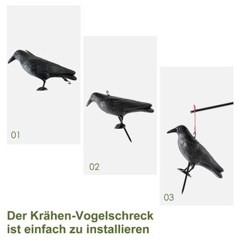 OFFO Plašič vtákov Black Raven - plastový odpudzovač holubov na balkón, záhradu, terasu, návnada na