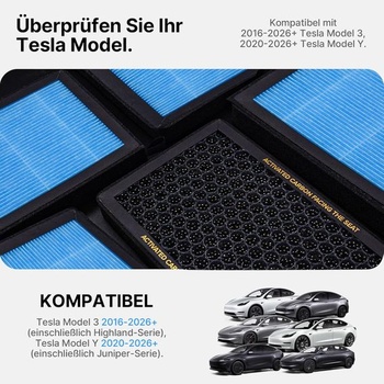 2 vzduchové filtre pre Tesla Model 3 a Model Y | Výmena kabínového vzduchového filtra za filter s