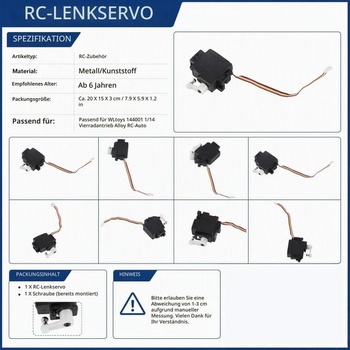 RC servomotor, kovové servo riadenia kompatibilné s autom s pohonom všetkých kolies 144001 1:14, presný