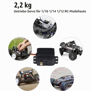 Dilwe RC Servo Vodeodolný, 2,2kg Servomotor s kovovým prevodom pre 1/16 1/14 1/12 RC Auto Buggy