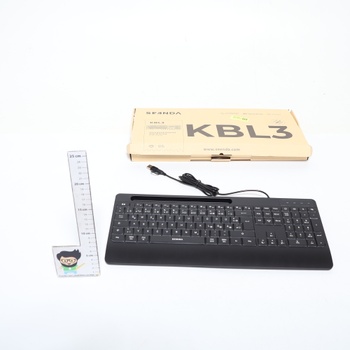 Káblová klávesnica Seenda s podsvietením, ergonomická klávesnica s držiakom na telefón a opierkou