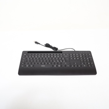 Káblová klávesnica Seenda s podsvietením, ergonomická klávesnica s držiakom na telefón a opierkou