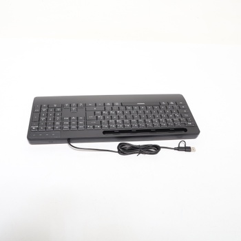 Káblová klávesnica Seenda s podsvietením, ergonomická klávesnica s držiakom na telefón a opierkou