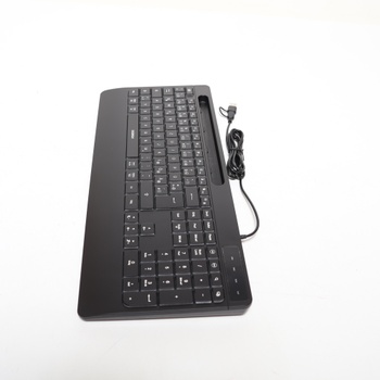 Káblová klávesnica Seenda s podsvietením, ergonomická klávesnica s držiakom na telefón a opierkou