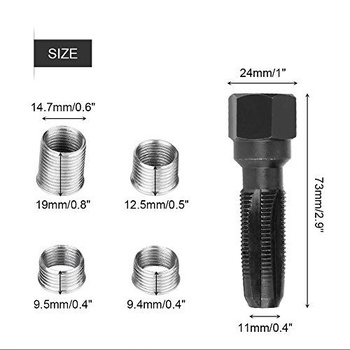 Súprava 5dielnych nástrojov na opravu zapaľovacích sviečok Aramox, 14 mm, oceľ