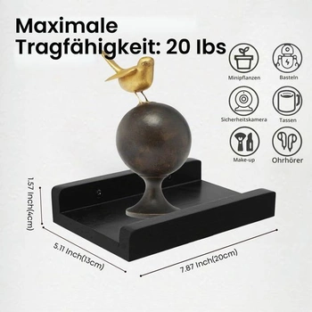 PHOENANCEE Masívne drevo, 20cm nástenná polica na obrazy, rustikálna drevená polica, dekoratívna