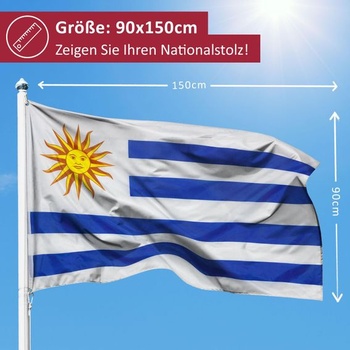 VLAJKY PHENO Uruguajská vlajka 90x150cm - vodeodolná vlajka s mosadznými krúžkami, 100% polyester,