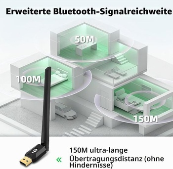 USB Bluetooth adaptér s vysoce výkonnou anténou, adaptér Bluetooth 6.0 s dlouhým dosahem pro PC
