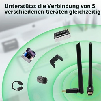 USB Bluetooth adaptér s vysoce výkonnou anténou, adaptér Bluetooth 6.0 s dlouhým dosahem pro PC