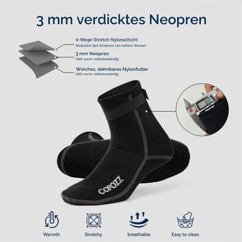 COPOZZ 3mm neoprénové potápačské ponožky pre dospelých, ženy a mužov, silné potápačské ponožky,