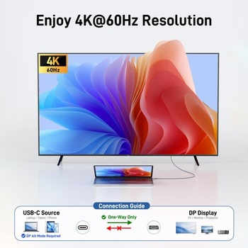 Kábel Acer USB-C DisplayPort (4K @ 60Hz, 2K @ 165Hz), kábel typu C Thunderbolt 3/4 na DP s MST,