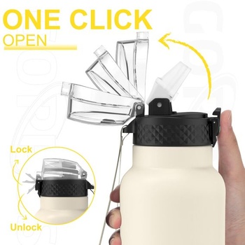 GOPPUS nerezová fľaša na vodu - 750ml so slamkou, bez BPA, vhodná pre sýtené nápoje, vákuová