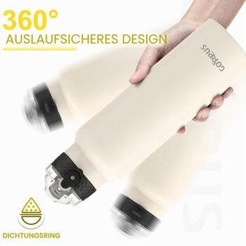 GOPPUS nerezová fľaša na vodu - 750ml so slamkou, bez BPA, vhodná pre sýtené nápoje, vákuová