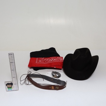Pánsky kovbojský kostým, westernový kovbojský cosplay, vesta so strapcami, klobúkom, šálom na krk,