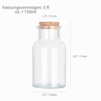 Dekoratívne sklenené fľaše Magic Season s korkovými zátkami (150ml okrúhle fľaše so širokým hrdlom)