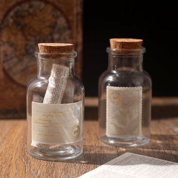 Dekoratívne sklenené fľaše Magic Season s korkovými zátkami (150ml okrúhle fľaše so širokým hrdlom)
