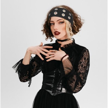 2ks pletená čelenka pre ženy s dutými kovovými očkami, elastické čelenky pre ženy, Y2k punk grunge,