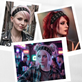 2ks pletená čelenka pre ženy s dutými kovovými očkami, elastické čelenky pre ženy, Y2k punk grunge,