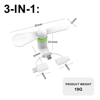 USB ventilátor, mini ventilátor, ventilátor na mobilný telefón, prenosný mini ventilátor 3 v 1, pre