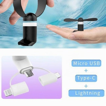USB ventilátor, mini ventilátor, ventilátor na mobilný telefón, prenosný mini ventilátor 3 v 1, pre