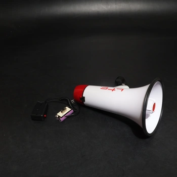 Megafon se sirénou LTC bíločervený USB