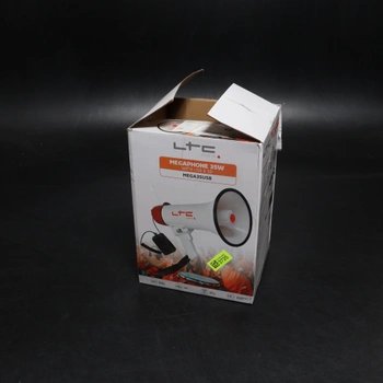 Megafon se sirénou LTC bíločervený USB