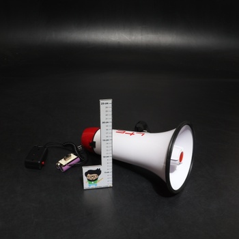 Megafón so sirénou LTC bieločervený USB